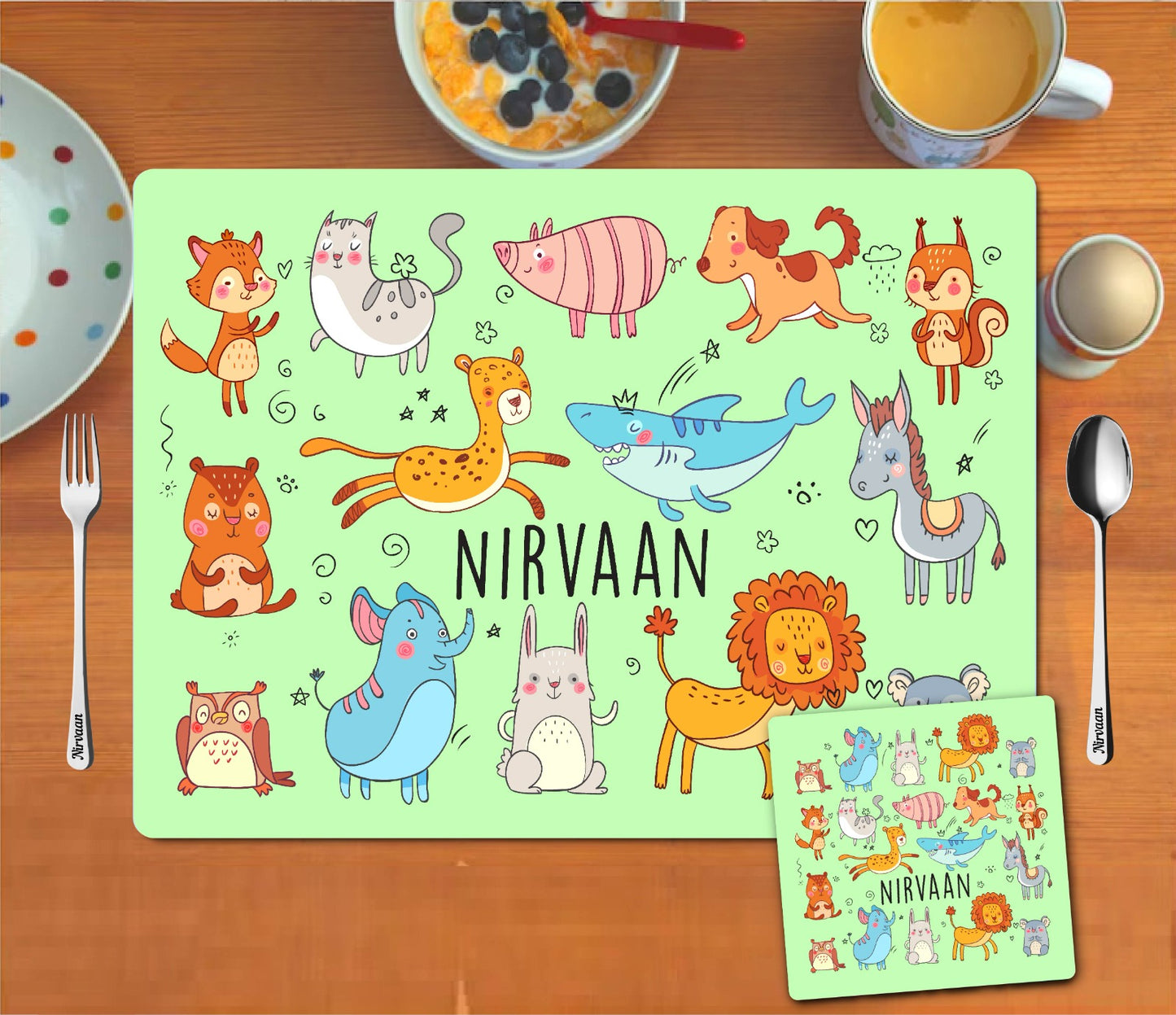 Mat Coaster Set - Cute Animals