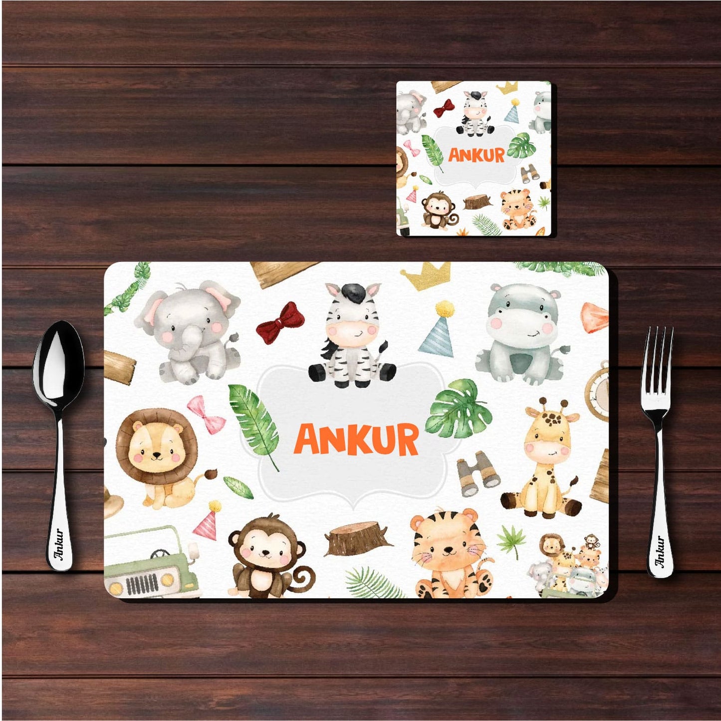 Mat Coaster Set - Jungle Animals