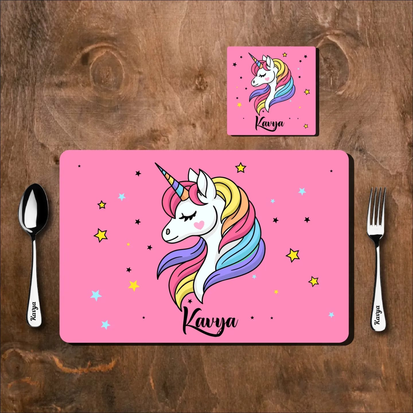 Mat Coaster Set - Pink Unicorn
