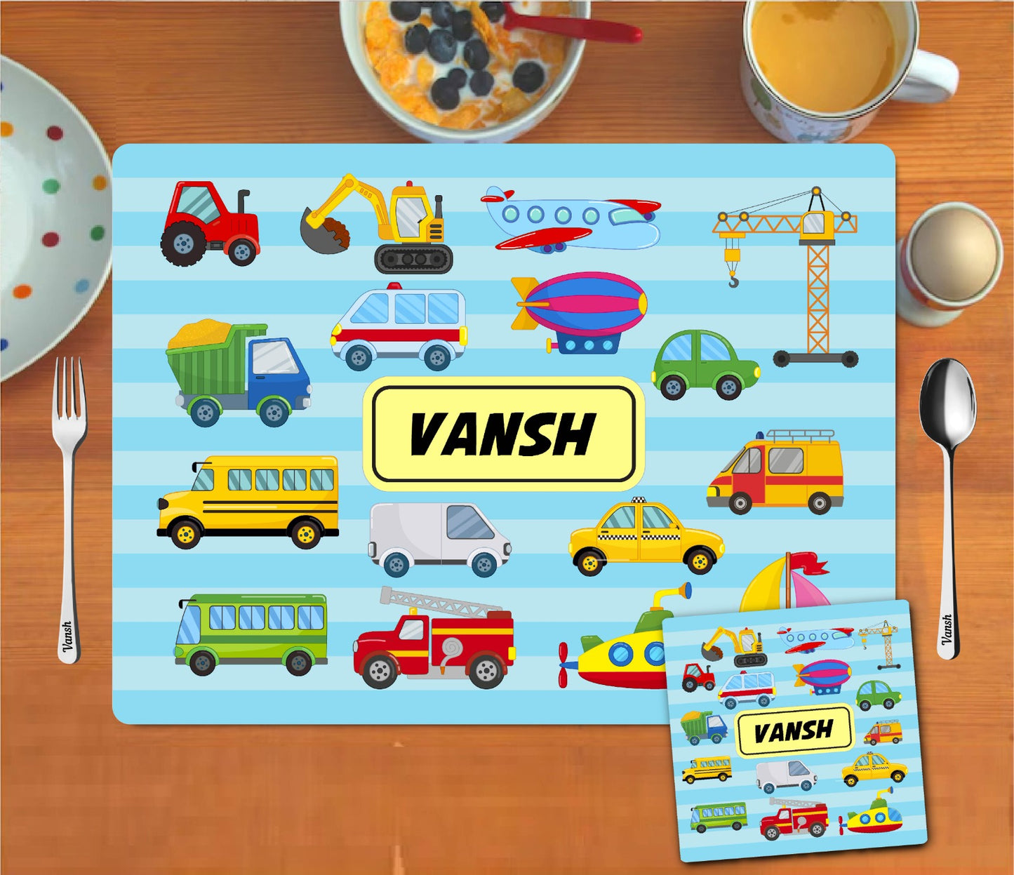 Mat Coaster Set - Transportation