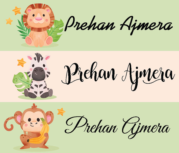 Waterproof Name Stickers ( Set Of 84) - Animals