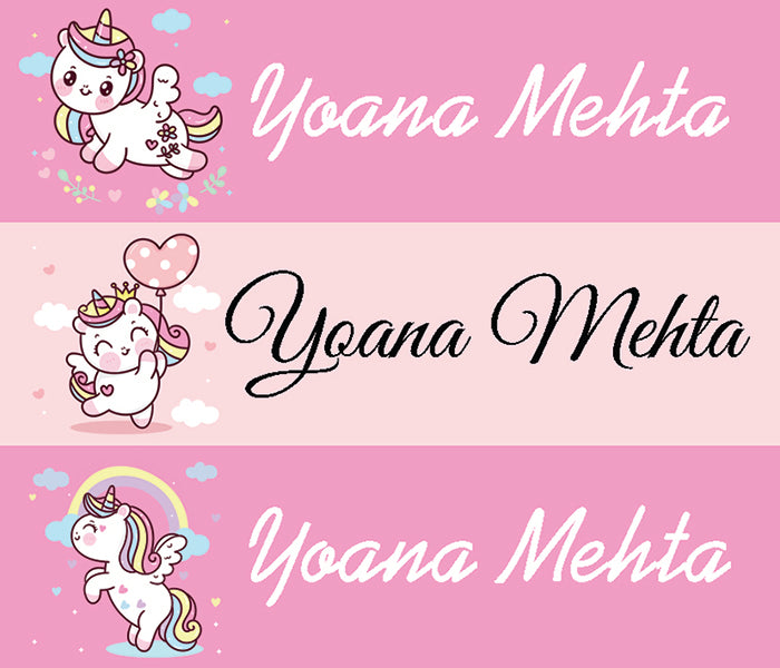 Waterproof Name Stickers ( Set Of 84) - Pink Unicorn