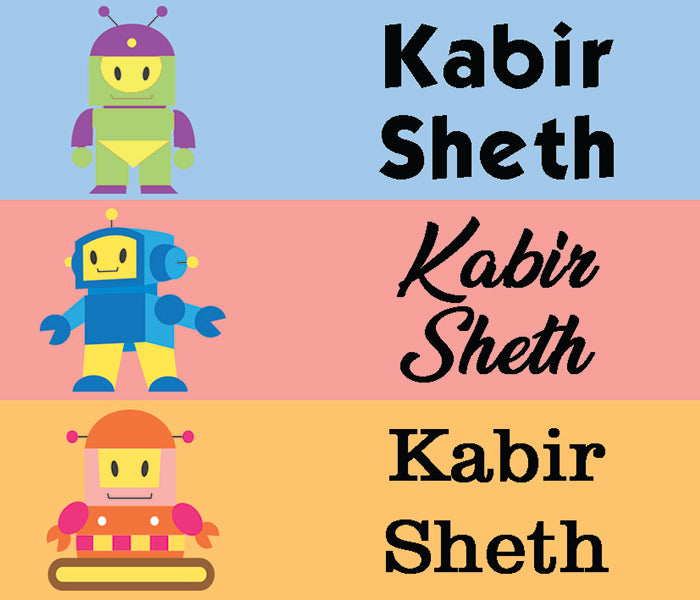 Waterproof Name Stickers ( Set Of 84) - Robot