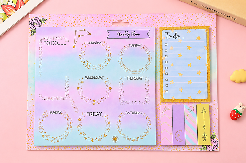 Sticky note Weekly Planner with To do List