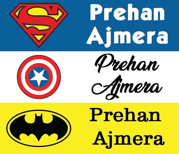 Waterproof Name Stickers ( Set Of 84) - Super Hero Logo