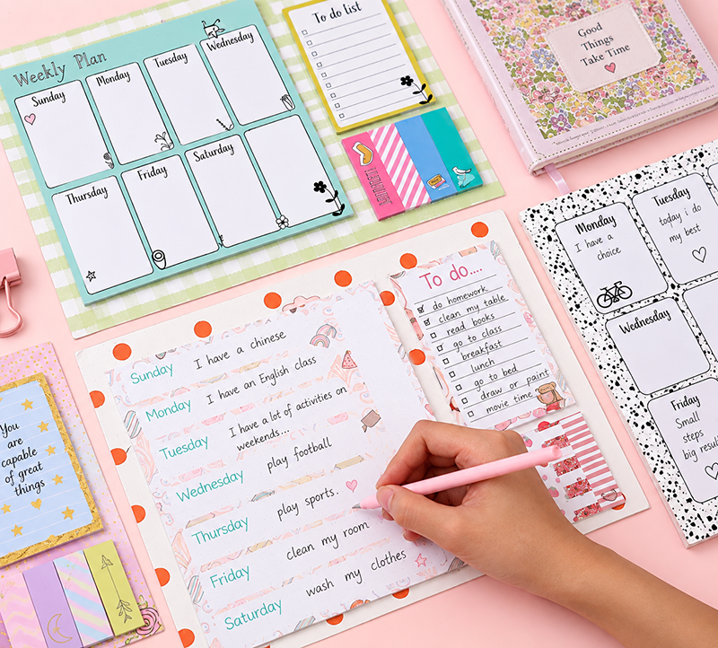 Sticky note Weekly Planner with To do List