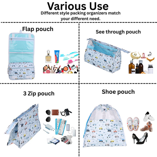 Multi Use Pouch Set- 4 Piece Set - Vehicles