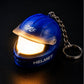 Helmet keychain with flashlight