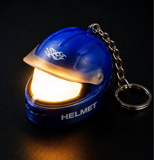 Helmet keychain with flashlight