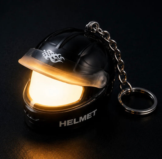 Helmet keychain with flashlight