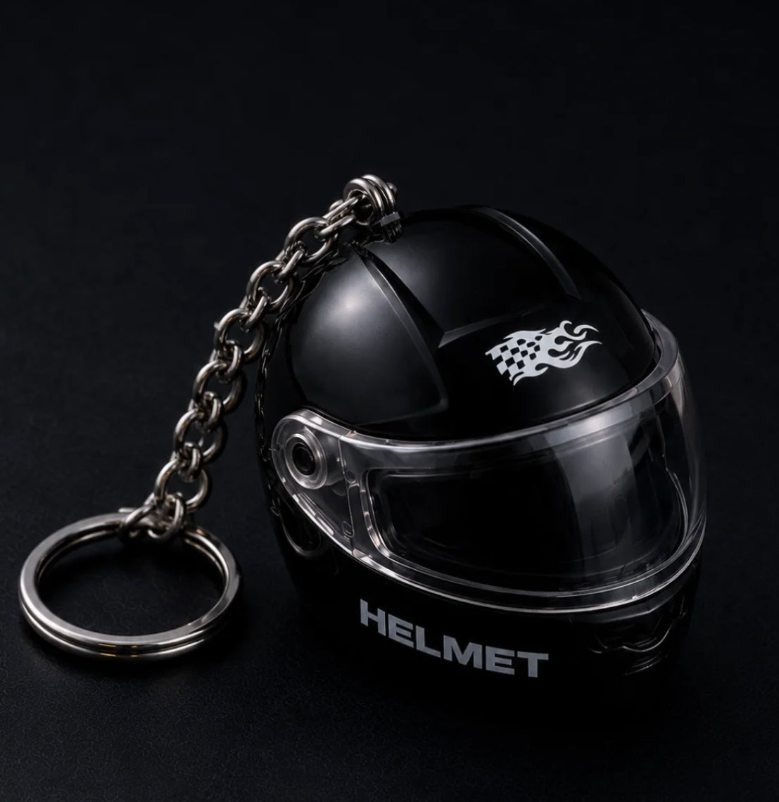 Helmet keychain with flashlight