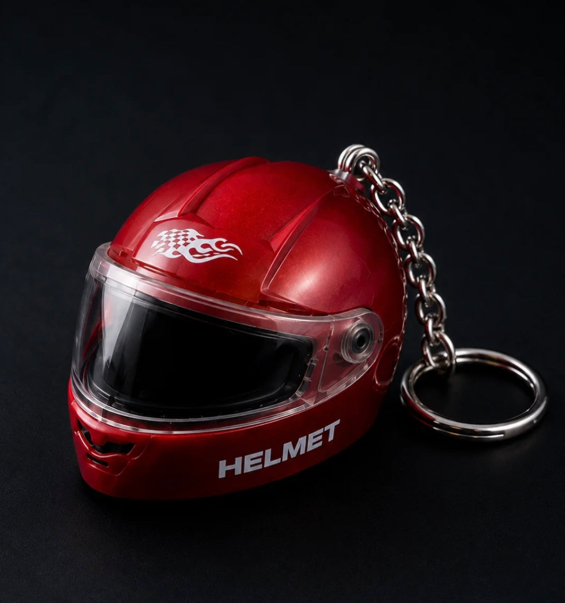 Helmet keychain with flashlight