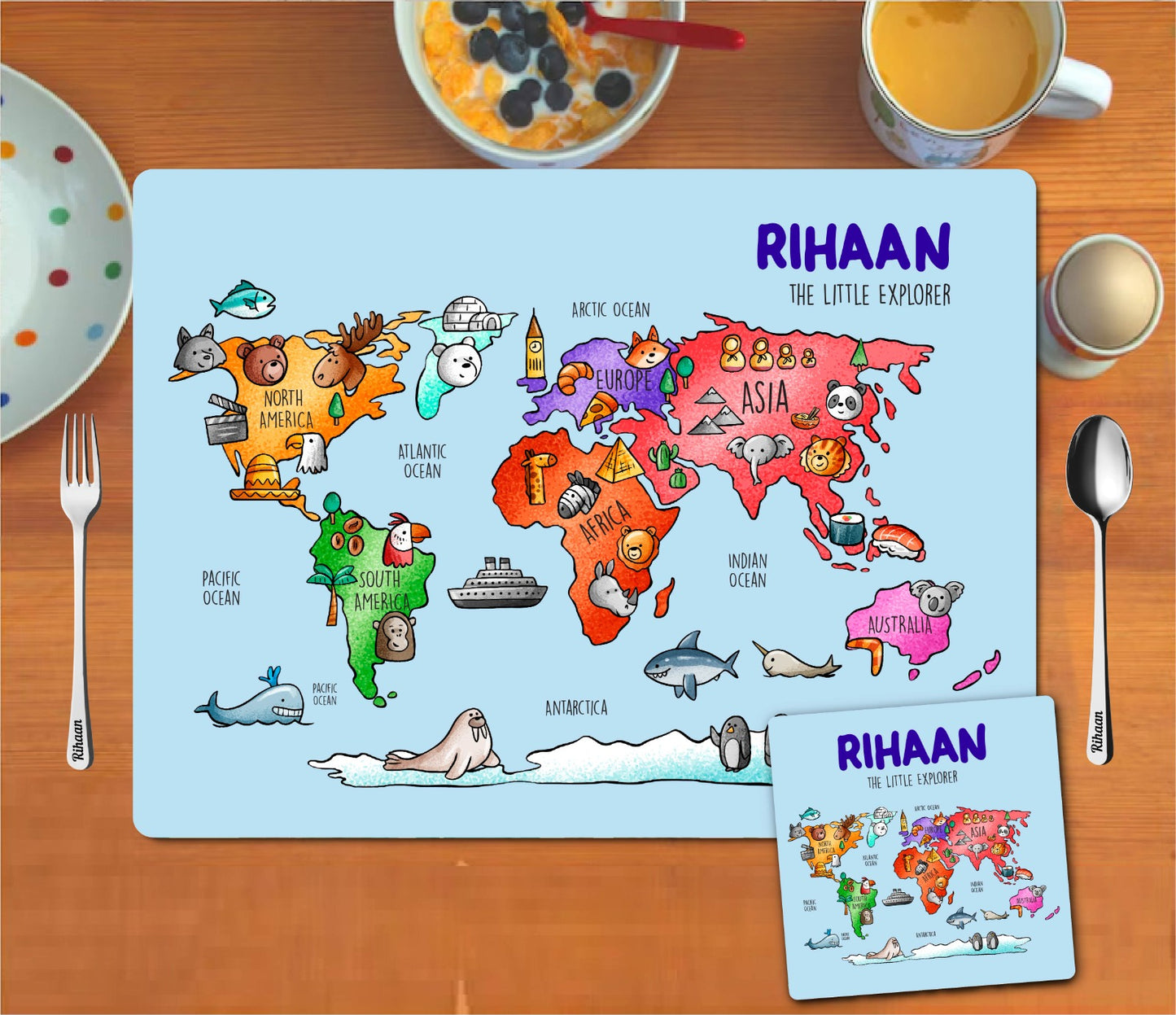 Mat Coaster Set - World Map