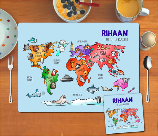 Mat Coaster Set - World Map