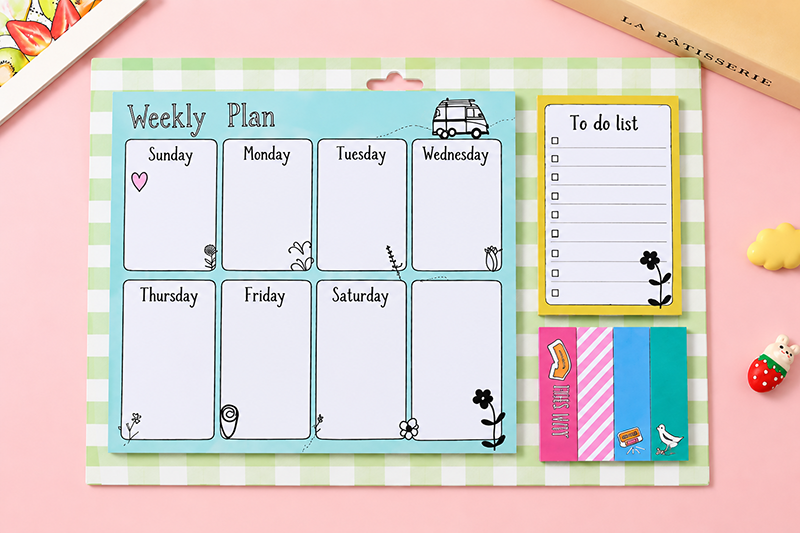Sticky note Weekly Planner with To do List