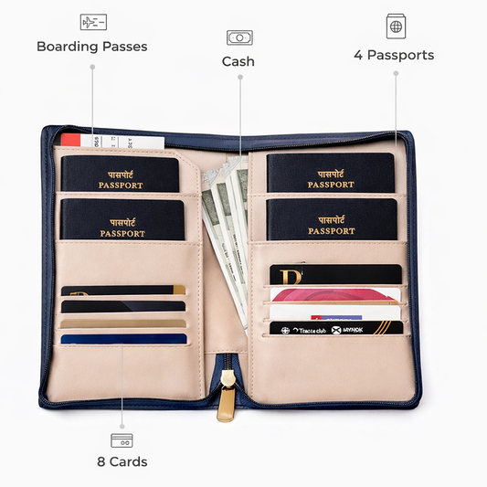 Family Travel Organizer- for 4 passports - Globe
