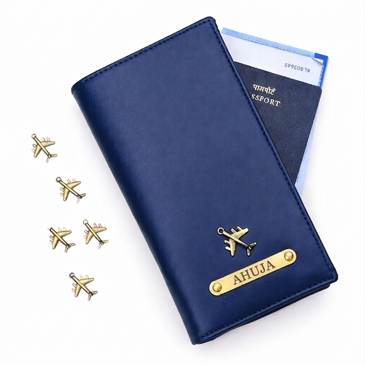 Family Travel Organizer- for 4 passports - Blue