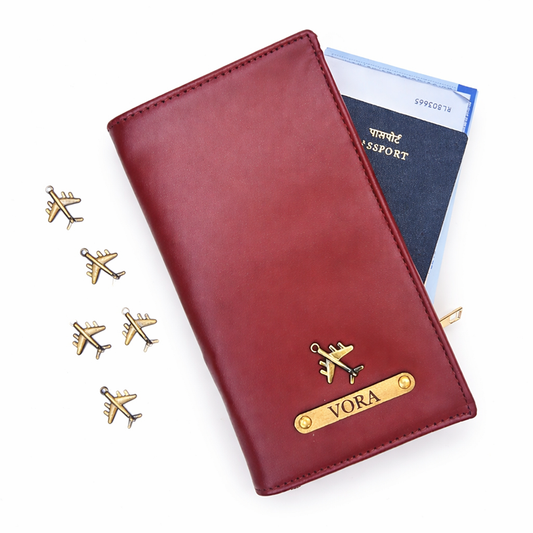 Family Travel Organizer- for 4 passports - Brown